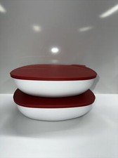 TUPPERWARE Set of 2 CHIC DINING ALLEGRA 10cup / 2.5L LARGE Serving Bowl Red  New