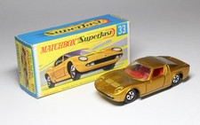 Matchbox Lesney Superfast MB 33 Lamborghini Miura - RARE DARK GOLD, RED INTERIOR