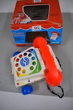 Vintage 1985 Fisher Price #7047 Chatter Telephone with Box Pull Along Play Phone