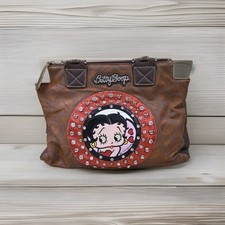 Betty Boop Rhinestone 3 Section Handbag King Features Brown Leather And Jewels 
