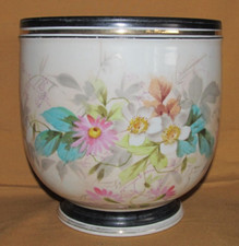 Antique Paris Porcelain Pot Cover Hand Painted Floral Decor Napoleon Era