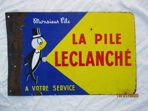 Plaque emaillee pile - emaillee, leclanche