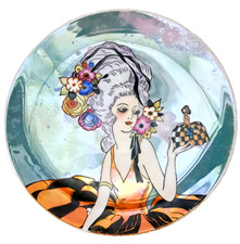 Rare Art Deco Lustre Noritake Plate Woman #29812 Beautiful 8 1/2” Halloween