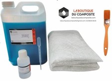 RESINE POLYESTER 5kg + 5m² de MAT 300 + 125g catalyseur + 1 pipette + 1 pinceau.