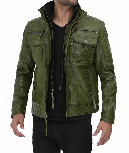 Veste motard vintage vert - vintage,