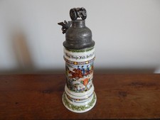 OLD Large GERMAN PORCELAIN and Tin WW1 Beer Mug Signed KAISER