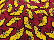 Tissu Super Wax Ginko rouge en 1.15L Tissu africain