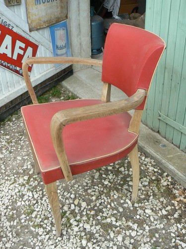 Fauteuil ancien skai rouge - fauteuil,