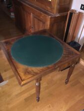Ancienne table de jeu pliante, table de bridge bois Noyer et feutrine  pliable
