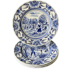 4 Assiettes Sarreguemines Lunéville Studio Les Quatre Saisons 70s vintage