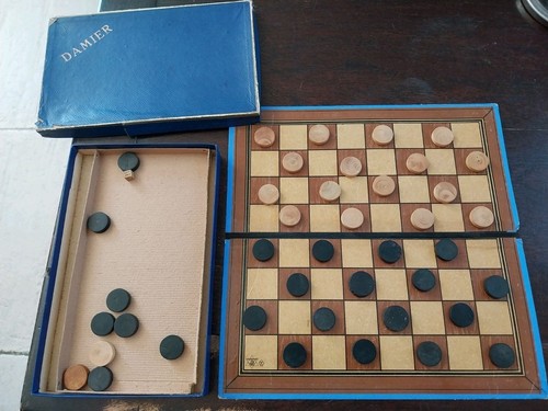 Jeu dames ancien miniature - de,