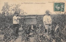 Old postcard 21 LES HARVESTANGES / PORTEURS DE BENNE