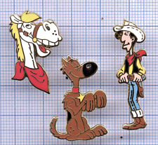 Lot 3 Pin's Comic Book Lucky Luke Dog RANTANPLAN JOLLY JUMPER AB Morris 1992 / Cowboy