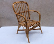 CHILD'S RATTAN AND WICKER ARMCHAIR - DECORATIVE TOY - ANTIQUE - VINTAGE - FOT02