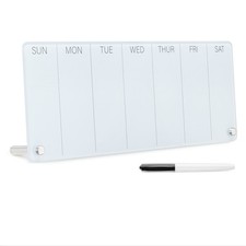 Tableau blanc planning semaine - Semainier en verre 40,6 x 15,2 cm