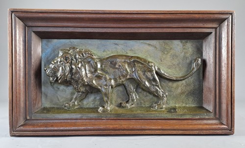 Bas relief bronze - bronze, lion