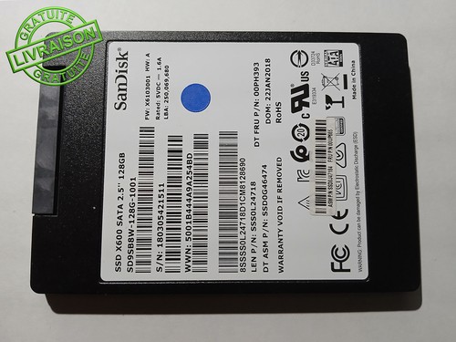 Disque ssd 128 sandisk - gb, 2.5"