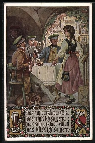 Carte postale bière brune - la,