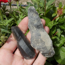 2 Neolithic Cut Flints 8.5cm Calvados Marc Allais Axe Tool Bifacial Weapon