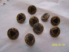 Lot de 9 petits Boutons anciens en métal couleur bronze. XIXème.  N°730