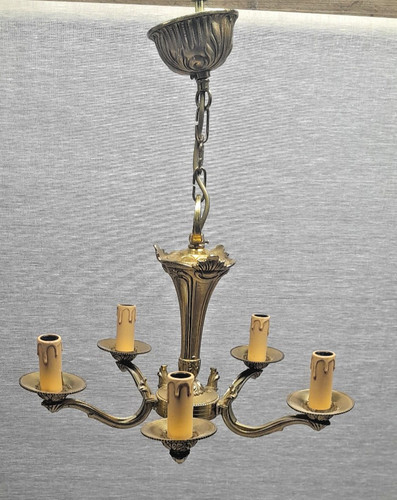Lustre feux bronze doré - 5,