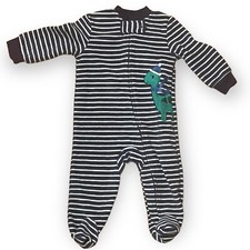 Chick Pea Baby Boy Blue White Footed Sleeper Size 0-3 Months Dinosaurs Striped