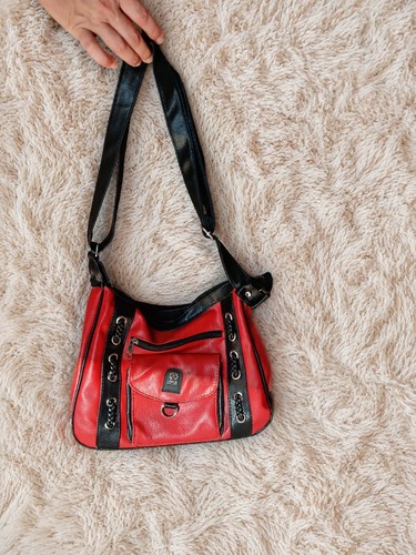 Sac bandoulière rouge noir - bandoulière,