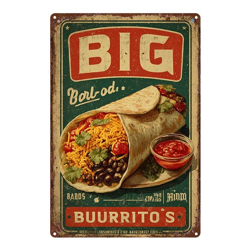 Vintage burrito metal sign - vintage,
