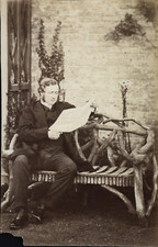 France, Portrait of&#039;Man Reading on a Strike Wood Bench, To Identify 