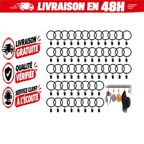 Anneaux pince rideau noir - 50,