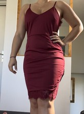 Robe De Soirée Sexy Bordeaux Dentelle Taille M Madster Neuve