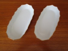 2 Raviers / Butter Shakers / Limoges Chastagner Dishes Gold Bordered Embossed Edge""