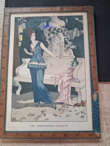 Estampe pochoir art déco 1914 - déco,