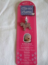 Pendentif - médaillon -  BICHON FRISE  strass rose