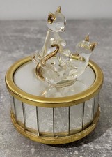 Rotating music box cat kittens with mirror decoration 