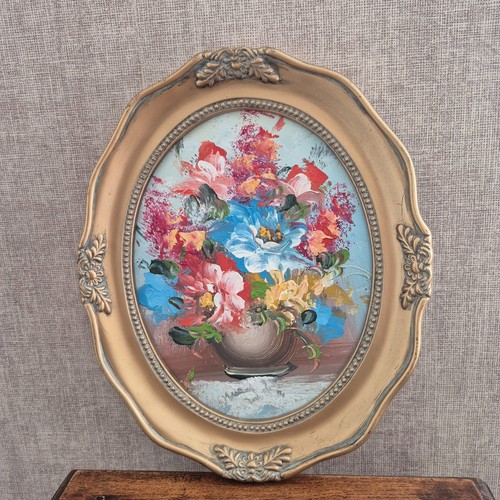 Tableau floral ovale vintage - floral,
