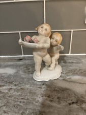 Rare Karl Ens Mühlenmarke DARLING GERMANY PORCELAIN FIGURINE BABIES W FLOWERS