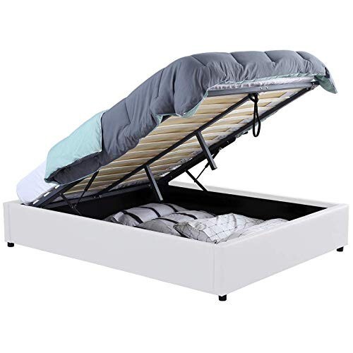 Lit double blanc 140x190cm - lit,