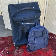 Kipling 24” Darcy Rolling Upright Wheeled Navy Suitcase + Backpack Monkey Key