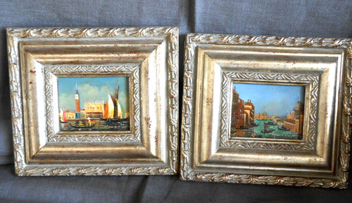 Paire peintures sur bois - paire,
