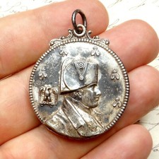 Napoleon Bonaparte Empereur. Antique Large Slide Locket Mirror Pendant by Leleu.