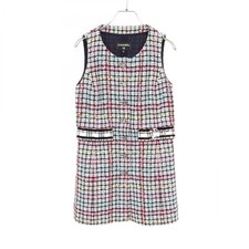 CHANEL CC Logo Button Tweed Long Gilet Vest P78867 cotton Nylon Multi #34 Women