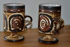 2 Mugs Tasses Vintage Céramique Poterie Grès vernissé Briglin 70/80th TBE