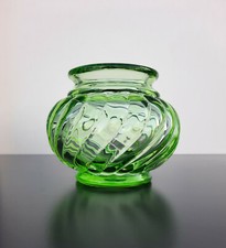 Small Green Crystal Vase Model Bamboo Molding Tors Baccarat Rare Early 20th Century