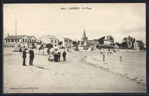 Cpa larmor plage animée - larmor,, la