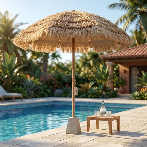 Parasol paille exotique - paille, 2m