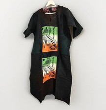 African Tunic Dress – Kaftan / Boubou Handmade Black with Bold Musical Print