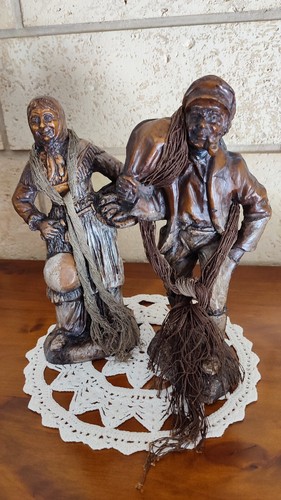 Couple pêcheurs resine - couple, en