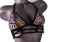 Victoria Secret Aztec Strappy Sexy Halter Bikini Top Sz XS RARE NWT