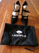 Karl Lagerfeld Vintage Escarpins daim noir et métal argenté ( 36/37 )